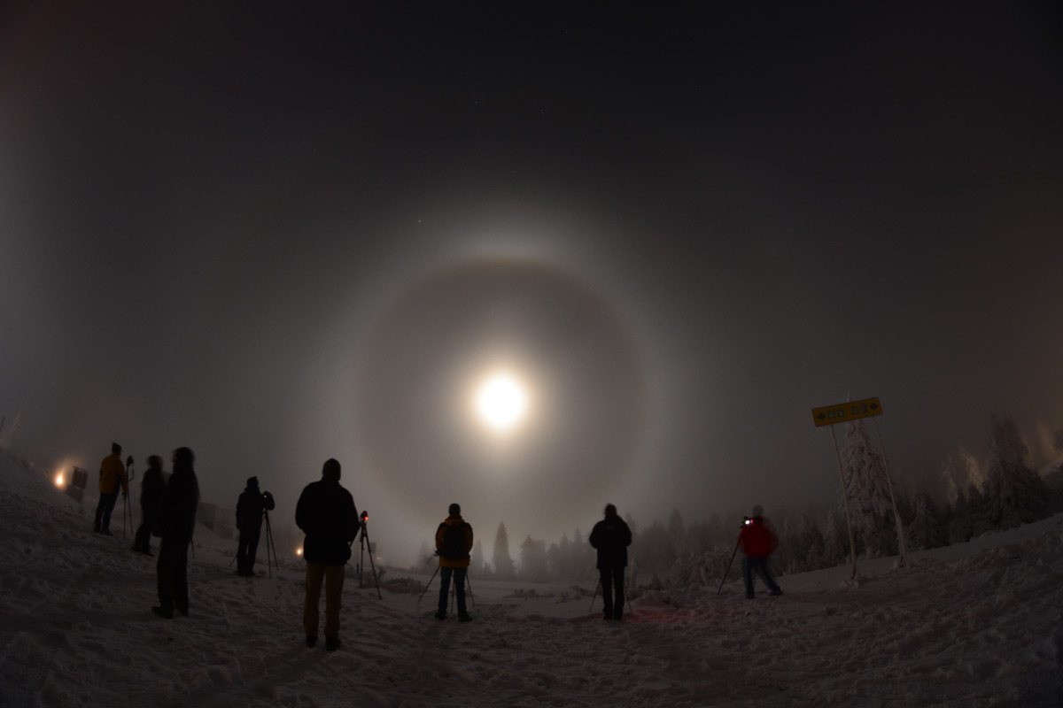 Crowd before the Moon Halo Phenomenon Crowd before the Moon Halo Phenomenon